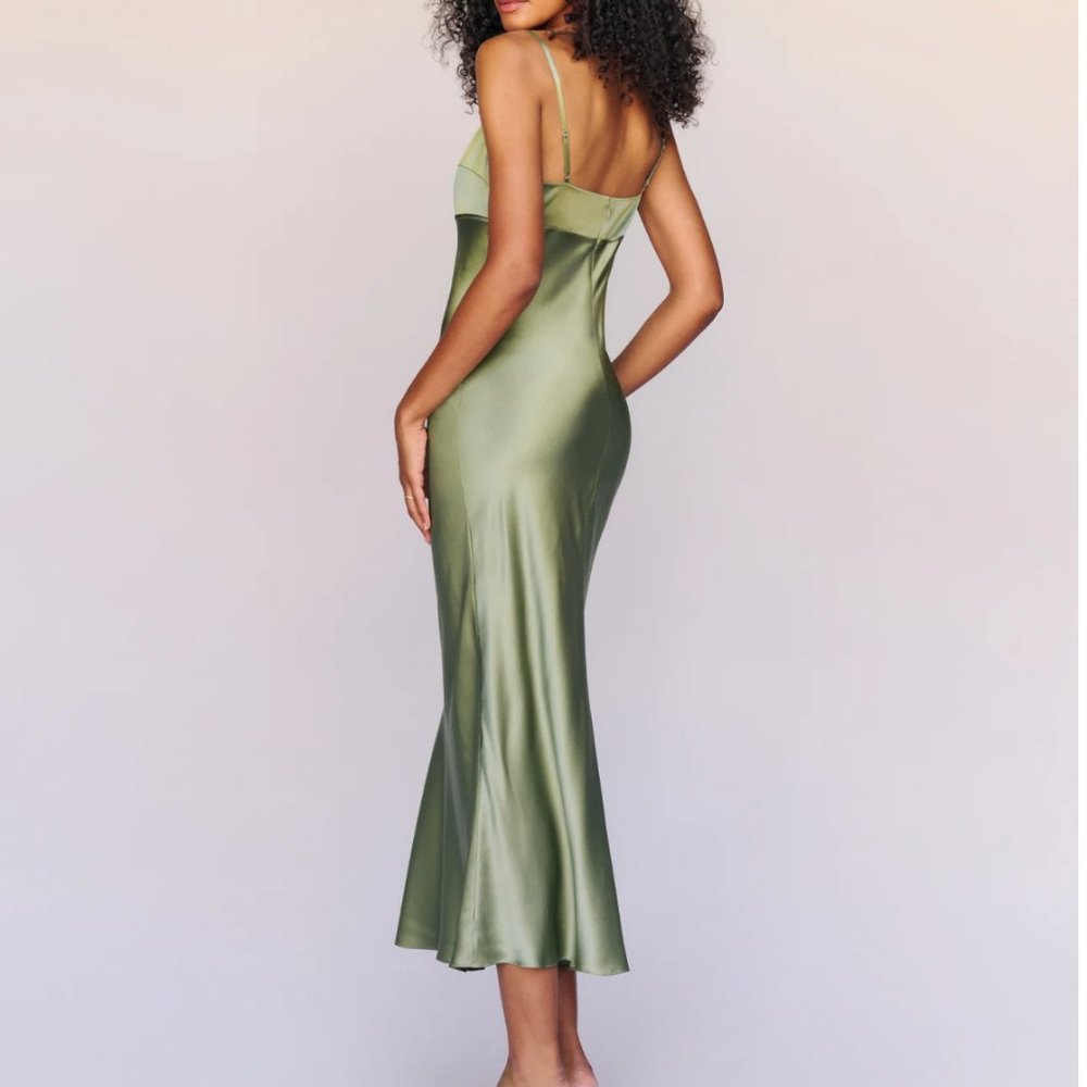 Reformation Kailyn Silk Dress - Artichoke - Picture 1 of 7